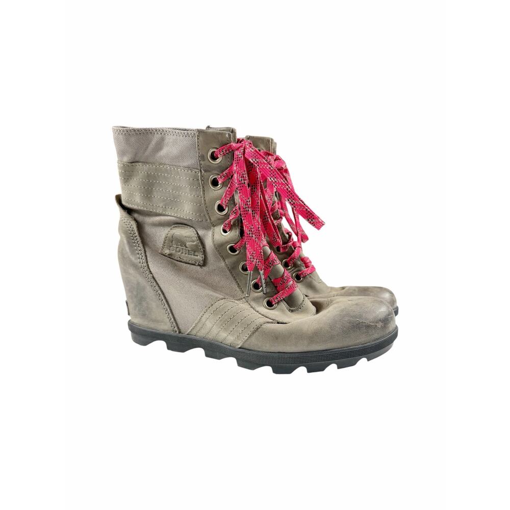 Sorel Lexie Wedge Lace Up Boots Gray Pink Women’s Size 11 - Picture 2 of 7